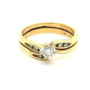 14k Soldered Bands Diamond Vintage Ring